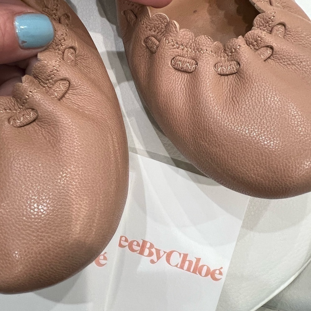 SEE BY CHLOE JANE SCALLOPED BALLET FLAT NUDE Size 40 - Picture 6 of 13